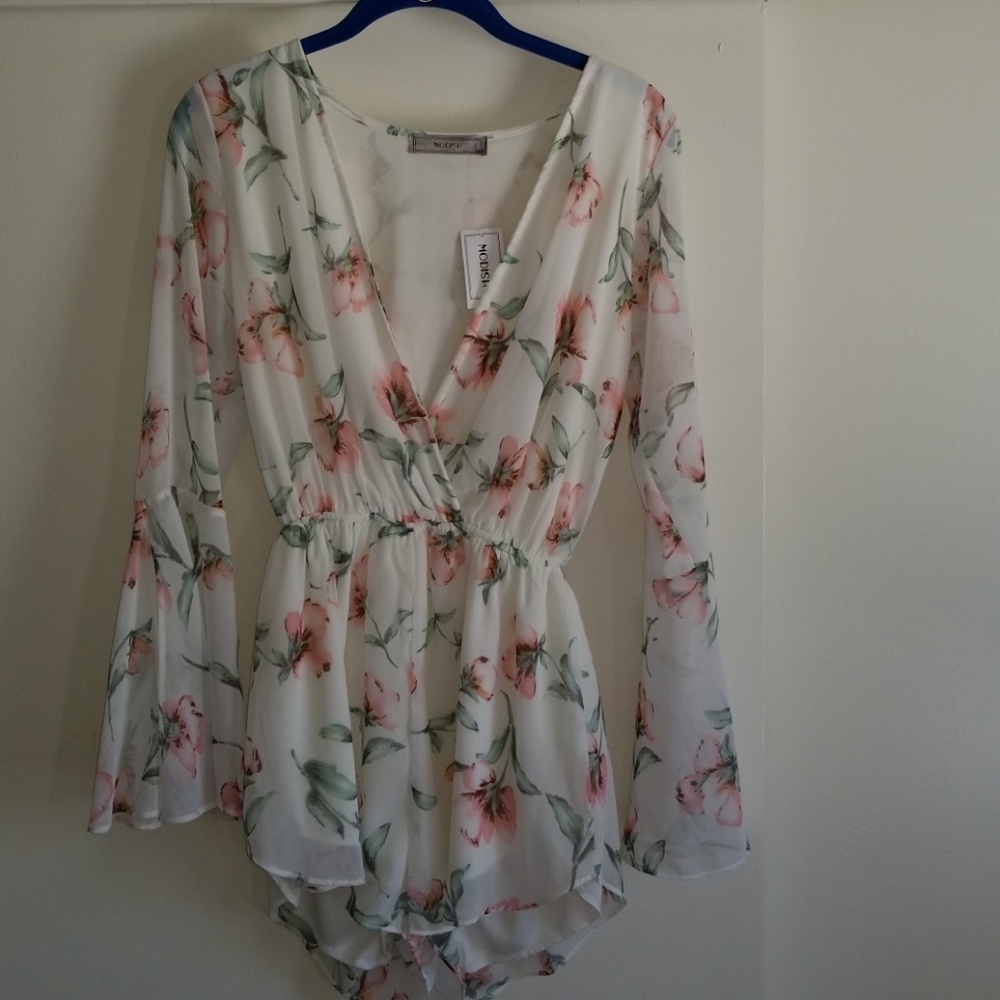 Modish white floral romper